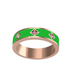 Pembe kuvars 18 ayar rose altın yüzük (Yeşil mineli)