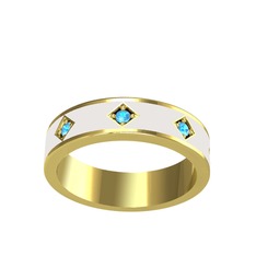 Akuamarin 925 ayar altın kaplama gümüş yüzük (Beyaz mineli)