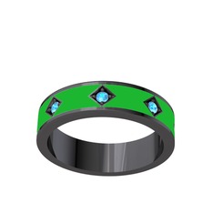 Fharsa Tamtur Yüzük - Akuamarin 925 ayar siyah rodyum kaplama gümüş yüzük (Yeşil mineli) #44io43
