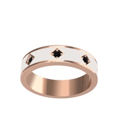 Fharsa Tamtur Yüzük - Siyah zirkon 8 ayar rose altın yüzük (Beyaz mineli) #4fscls