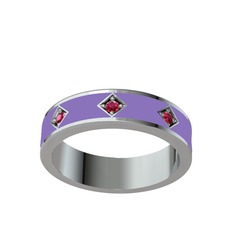 Rodolit garnet 18 ayar beyaz altın yüzük (Menekşe mineli)