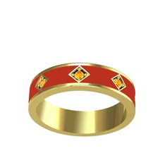 Fharsa Tamtur Yüzük - Sitrin 925 ayar altın kaplama gümüş yüzük (Kırmızı mineli) #8vq7ei