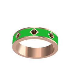 Fharsa Tamtur Yüzük - Dumanlı kuvars 8 ayar rose altın yüzük (Yeşil mineli) #a278m1