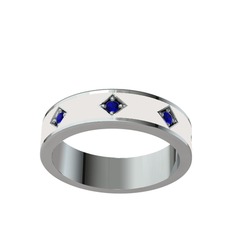 Fharsa Tamtur Yüzük - Lab safir 18 ayar beyaz altın yüzük (Beyaz mineli) #bwfnao