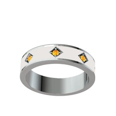 Fharsa Tamtur Yüzük - Sitrin 18 ayar beyaz altın yüzük (Beyaz mineli) #cmuxm1