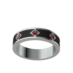 Garnet 18 ayar beyaz altın yüzük (Siyah mineli)