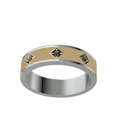 Peridot 18 ayar beyaz altın yüzük (Ekru mineli)