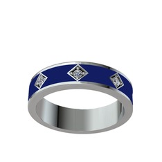 Fharsa Tamtur Yüzük - Swarovski 14 ayar beyaz altın yüzük (Lacivert mineli) #d0bjhv