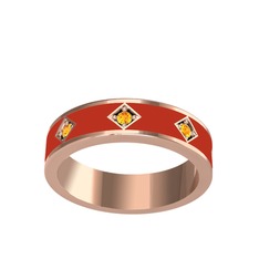 Fharsa Tamtur Yüzük - Sitrin 925 ayar rose altın kaplama gümüş yüzük (Kırmızı mineli) #dqeqo3