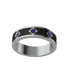 Fharsa Tamtur Yüzük - Ametist 925 ayar gümüş yüzük (Siyah mineli) #fzbp26