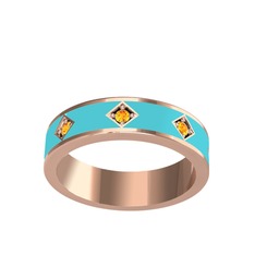 Fharsa Tamtur Yüzük - Sitrin 14 ayar rose altın yüzük (Turkuaz mineli) #i4o927
