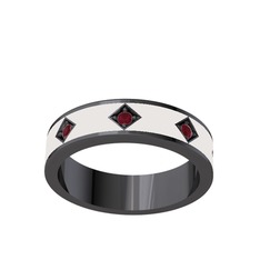 Kök yakut 925 ayar siyah rodyum kaplama gümüş yüzük (Beyaz mineli)