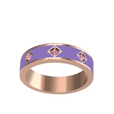 Fharsa Tamtur Yüzük - Pembe kuvars 8 ayar rose altın yüzük (Menekşe mineli) #k9ctj7