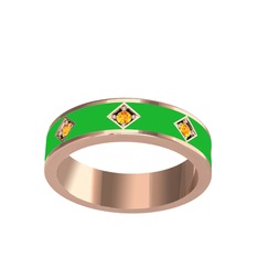 Fharsa Tamtur Yüzük - Sitrin 925 ayar rose altın kaplama gümüş yüzük (Yeşil mineli) #keffb1