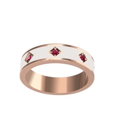 Fharsa Tamtur Yüzük - Rodolit garnet 18 ayar rose altın yüzük (Beyaz mineli) #l2o11i