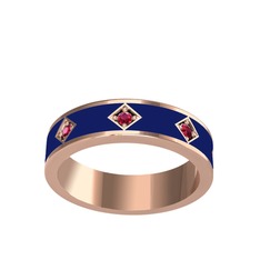Rodolit garnet 14 ayar rose altın yüzük (Lacivert mineli)