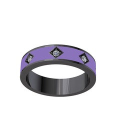Swarovski 925 ayar siyah rodyum kaplama gümüş yüzük (Menekşe mineli)