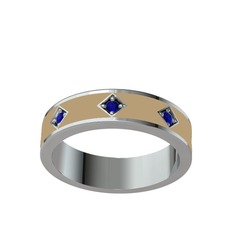 Lab safir 925 ayar gümüş yüzük (Ekru mineli)