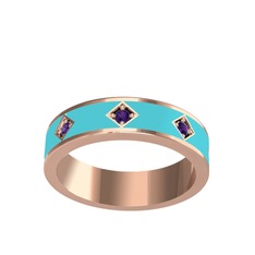 Fharsa Tamtur Yüzük - Ametist 14 ayar rose altın yüzük (Turkuaz mineli) #ohzpum