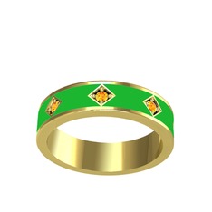 Fharsa Tamtur Yüzük - Sitrin 925 ayar altın kaplama gümüş yüzük (Yeşil mineli) #oou69w