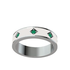 Fharsa Tamtur Yüzük - Kök zümrüt 18 ayar beyaz altın yüzük (Beyaz mineli) #q1tsme