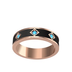 Fharsa Tamtur Yüzük - Akuamarin 18 ayar rose altın yüzük (Siyah mineli) #qh952y