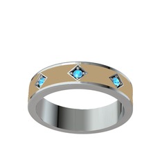 Fharsa Tamtur Yüzük - Akuamarin 14 ayar beyaz altın yüzük (Ekru mineli) #r4fyyu