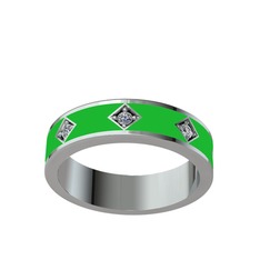 Swarovski 8 ayar beyaz altın yüzük (Yeşil mineli)