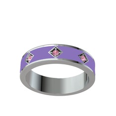 Fharsa Tamtur Yüzük - Pembe kuvars 925 ayar gümüş yüzük (Menekşe mineli) #typrht