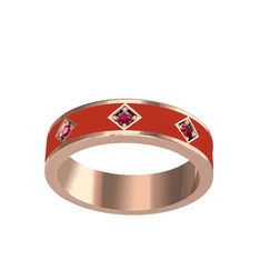 Rodolit garnet 18 ayar rose altın yüzük (Kırmızı mineli)