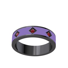 Garnet 925 ayar siyah rodyum kaplama gümüş yüzük (Menekşe mineli)