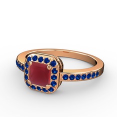 Sarette Tektaş Yüzük - Kök yakut ve lab safir 925 ayar rose altın kaplama gümüş yüzük #164dp2r