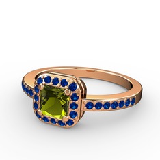 Peridot ve lab safir 925 ayar rose altın kaplama gümüş yüzük