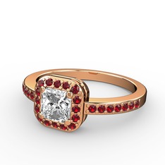 Sarette Tektaş Yüzük - Pırlanta ve garnet 925 ayar rose altın kaplama gümüş yüzük (0.71 karat) #16e0b7f