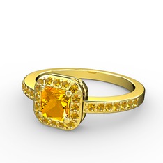 Sarette Tektaş Yüzük - Sitrin 925 ayar altın kaplama gümüş yüzük #16itczz