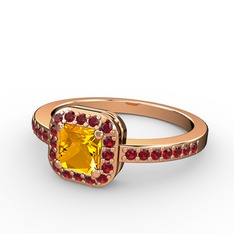 Sarette Tektaş Yüzük - Sitrin ve garnet 18 ayar rose altın yüzük #16l2vae