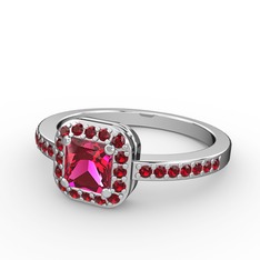 Rodolit garnet ve garnet 18 ayar beyaz altın yüzük