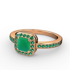 Sarette Tektaş Yüzük - Kök zümrüt ve yeşil kuvars 14 ayar rose altın yüzük #1ahqsr9