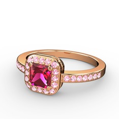 Rodolit garnet ve pembe kuvars 8 ayar rose altın yüzük