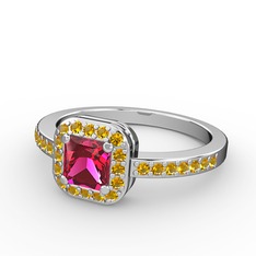 Sarette Tektaş Yüzük - Rodolit garnet ve sitrin 925 ayar gümüş yüzük #1bk4kls