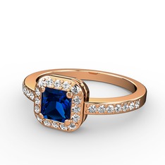 Sarette Tektaş Yüzük - Lab safir ve swarovski 8 ayar rose altın yüzük #1c7saus