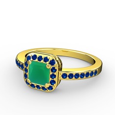 Sarette Tektaş Yüzük - Kök zümrüt ve lab safir 925 ayar altın kaplama gümüş yüzük #1cmyszv