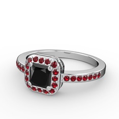 Sarette Tektaş Yüzük - Siyah zirkon ve garnet 925 ayar gümüş yüzük #1e6j24x
