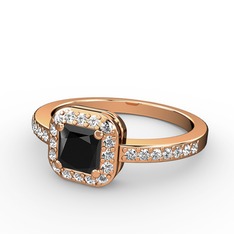 Sarette Tektaş Yüzük - Siyah zirkon ve swarovski 14 ayar rose altın yüzük #1fc14g4