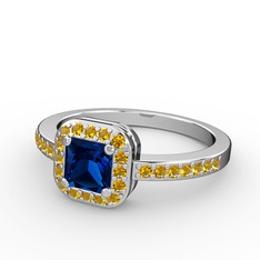 Sarette Tektaş Yüzük - Lab safir ve sitrin 14 ayar beyaz altın yüzük #1fwaoha