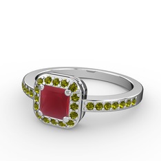 Sarette Tektaş Yüzük - Kök yakut ve peridot 925 ayar gümüş yüzük #1g541bo