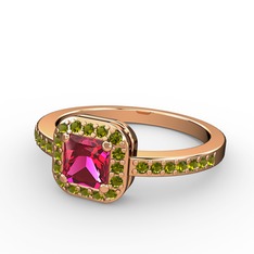 Rodolit garnet ve peridot 14 ayar rose altın yüzük