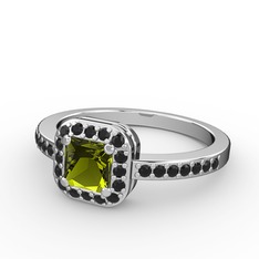 Sarette Tektaş Yüzük - Peridot ve siyah zirkon 925 ayar gümüş yüzük #1i5ibyp