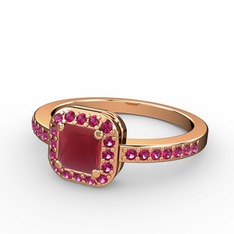 Sarette Tektaş Yüzük - Kök yakut ve rodolit garnet 14 ayar rose altın yüzük #1i6289