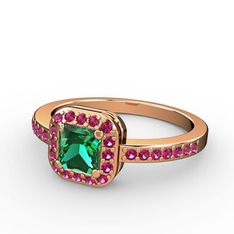 Yeşil kuvars ve rodolit garnet 18 ayar rose altın yüzük